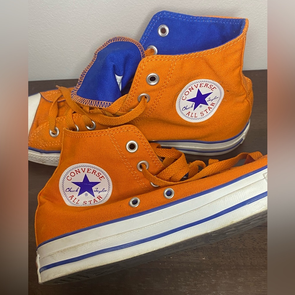 Converse Orange High Top Sneakers with Blue Interior 🍊👟